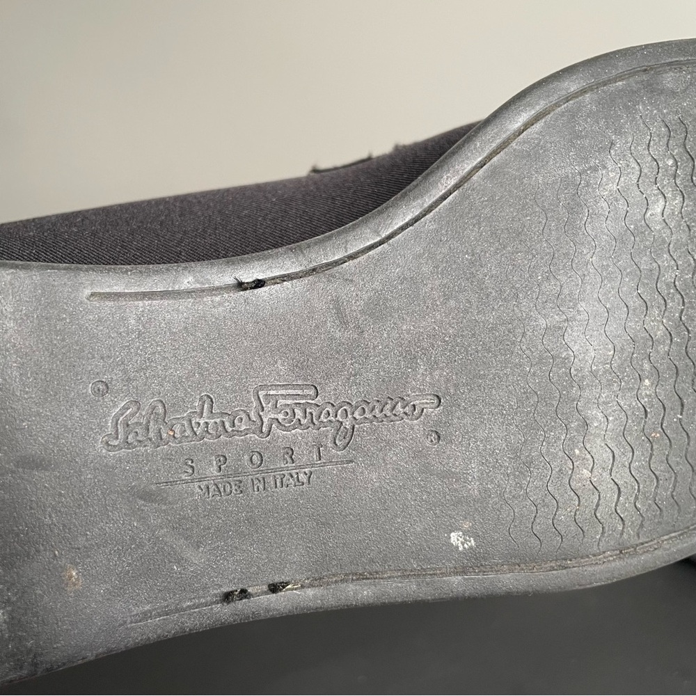 Salvatore Ferragamo Sport Black Fabric Logo Bit Loafers Shoes Made in Italy 9.5 - Picture 10 of 12